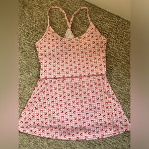 Pink Gingham Cherry Print set